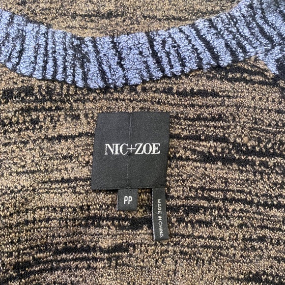 Nic + Zoe Cardigan Open Front Knit Black Blue Brown White Size PP EUC - Picture 3 of 6